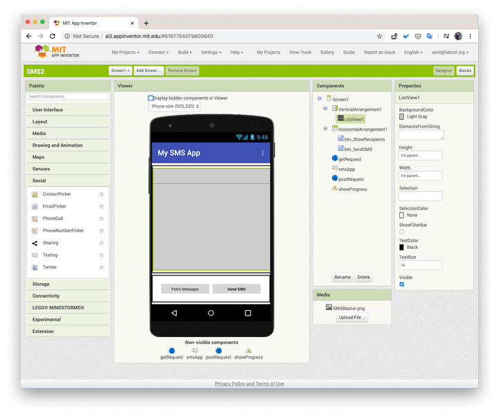 SMS Android App Inventor