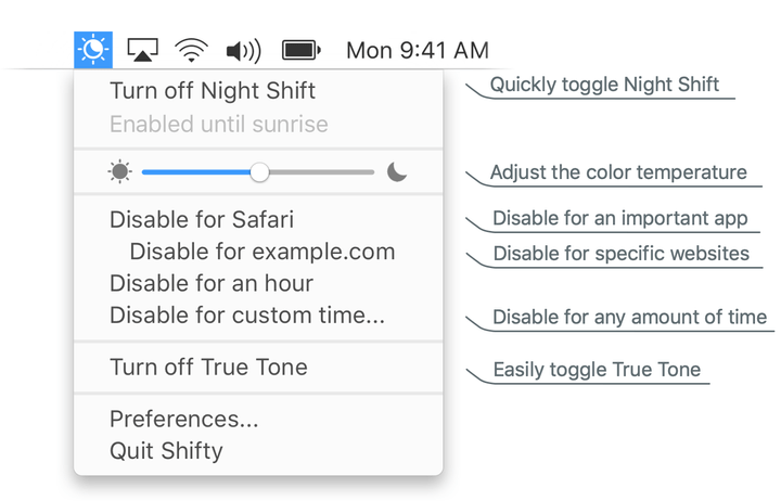 Control the Night mode on MacOS