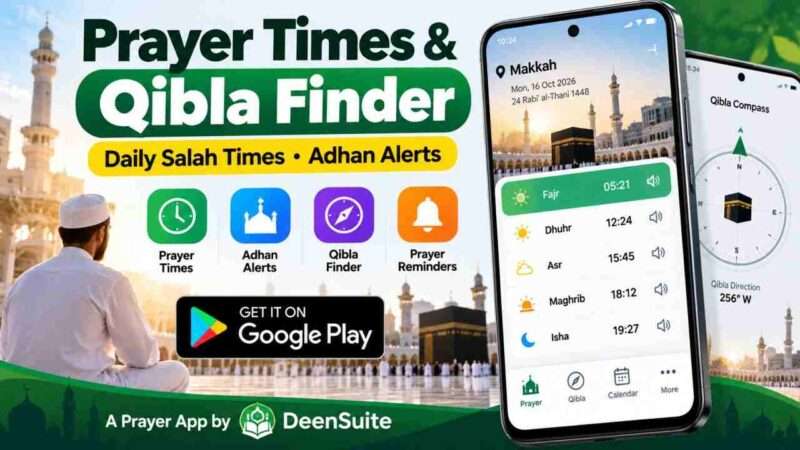 Prayer Times & Qibla Finder: Daily Salah Times and Adhan Alerts